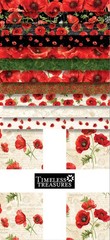 Timeless Treasures – POPPY PASSION – (42) 10″ Fabric Squares