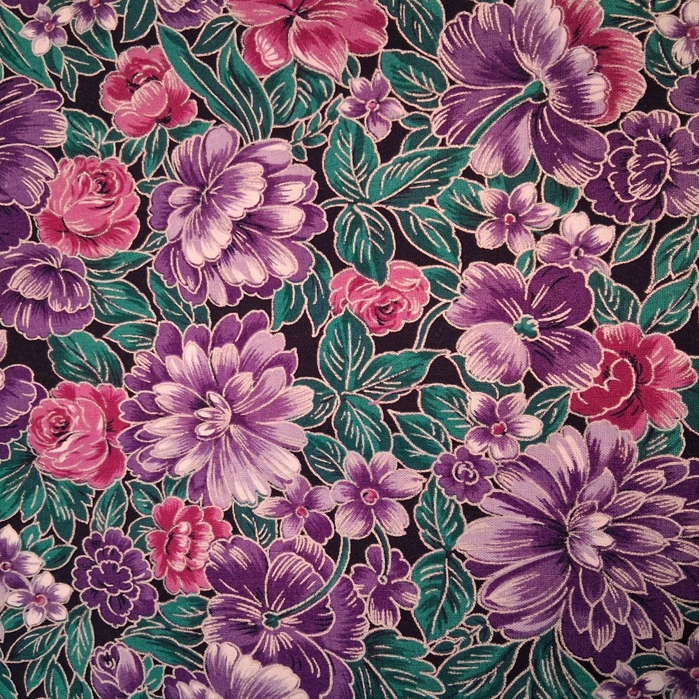 Seven (7) yards Metalic Purple/ Pink print fabrics Timeless Treasures Fabriquilt