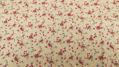Cotton Fabric Small Red & Blue Flowers On Beige craft quilt 25″ x 42
