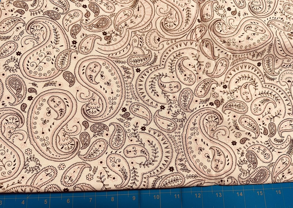 Tina Scrap 9”x.21” Floral Flower Paisley Brown Pink Swirl leaf Cotton Fabric