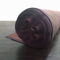 Japanese Kimono Fabric Bolt 100% Silk Tsumugi Stripe Navy Purple EXC AS IS