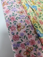 2x Cranston Pink, Yellow Botanical Cotton Quilting Sewing Fabric 1.8yd + Remnant