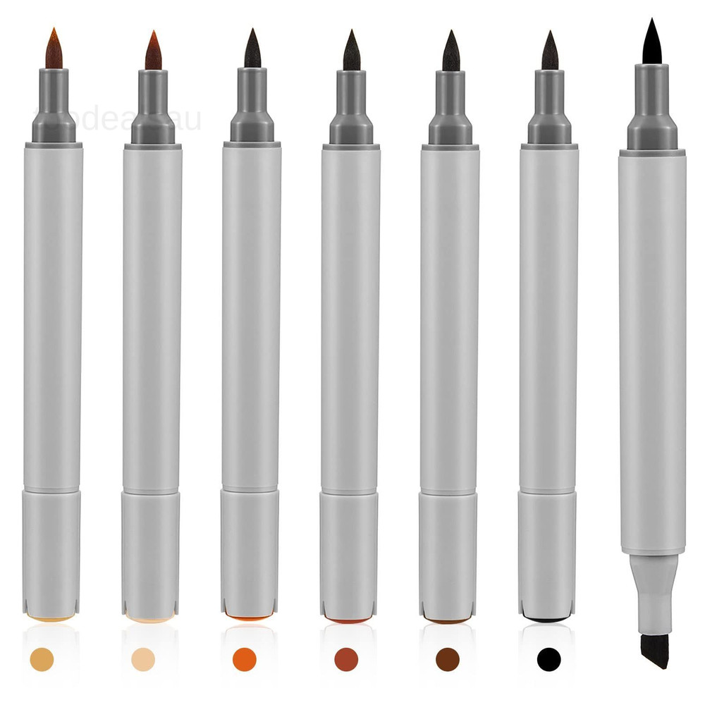 6 Pack Dual Tip Leather Dye Marker Pens 1 Count (Pack of 6), Grey