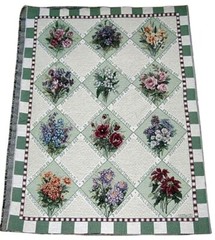 Floral Annual Bouquets Crafters Unfinished Tapestry Wall Hanging Fabric Remnant