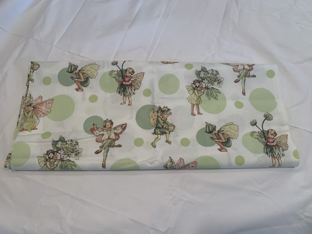 Morning Dots Flower Fairies Cicely Mary Barker 2009 Quilt Sewing Fabric 2 Yards
