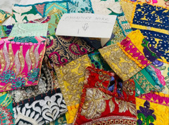 Vintage Embroidered Sari Scraps Bohemian Decorative Swatches Junk Journal Scraps