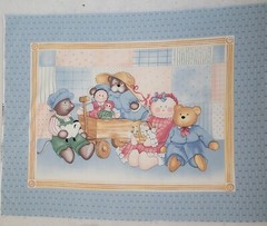 1 Vintage Fabric Panel Stuffed Animals Princess Fabrics Cotton Blend OOP
