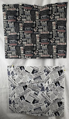 Lot of 2 FQs Cotton Quilt Fabric Sports Theme, Football & Newspaper Style Prints