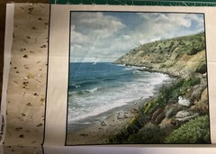 REALISTIC BEACH SCENES COASTAL LIFE SEASIDE 6 BLOCK COTTON FABRIC PANEL