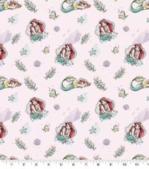 FQ DISNEY LITTLE MERMAID ARIEL FLOUNDER UNDER SEA STAR COTTON FABRIC FAT QUARTER