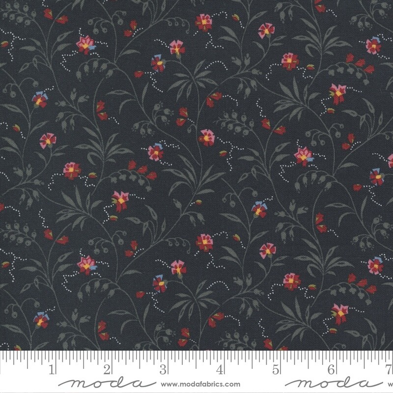 Florence’s Fancy Sweet Blossom Floral Black Ink by Betsy Chutchian Moda 1/2 Yard