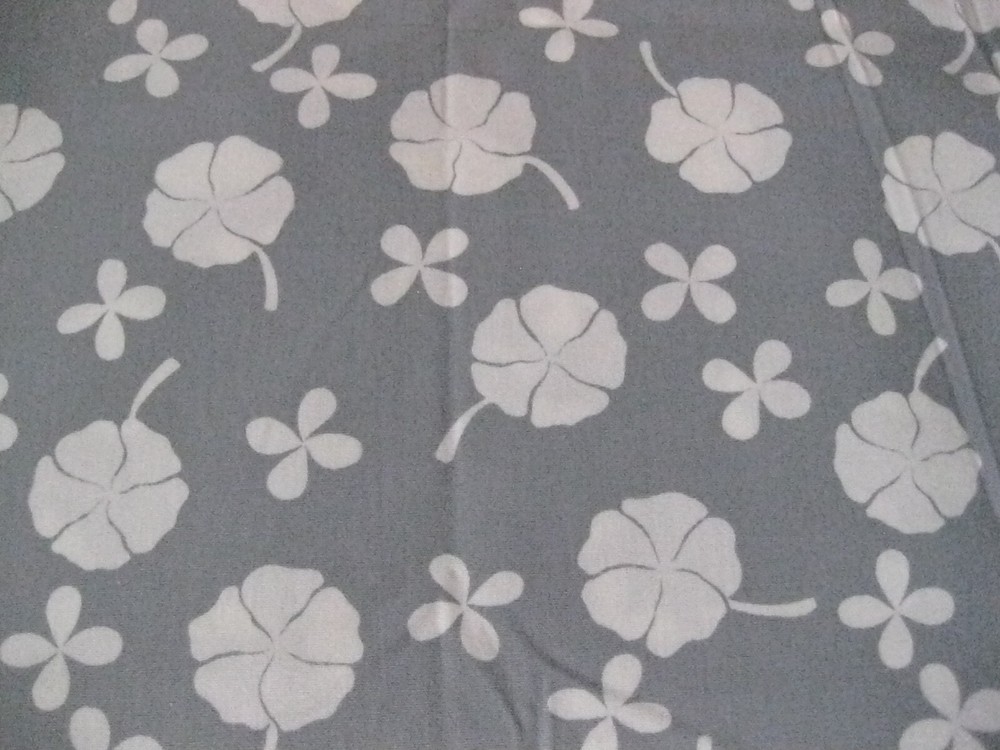 Vintage Klopman Mills Decorator Fabric Floral Gray White Cotton Blend 45″ x 92″