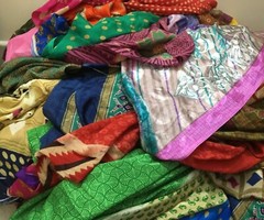 Women’s 10Pc Lot Vintage Art Silk Sari For Art & Craft Work Indian Saree Fabric