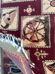Fabric – Vintage Upholstery Tapestry Western Cowboy in Rope Frames 18″ L x 54″ W