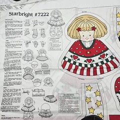 Vintage Daisy Kingdom Starbright doll Fabric Panel 7222 Cut and Sew Cotton