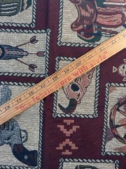 Fabric – Vintage Upholstery Tapestry Western Cowboy in Rope Frames 18″ L x 54″ W