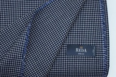 Reda navy micro check 100% worsted wool suiting fabric