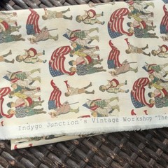 Indygo Junction Cotton Fabric Americana American Flag Print Cream Red Blue 17×22