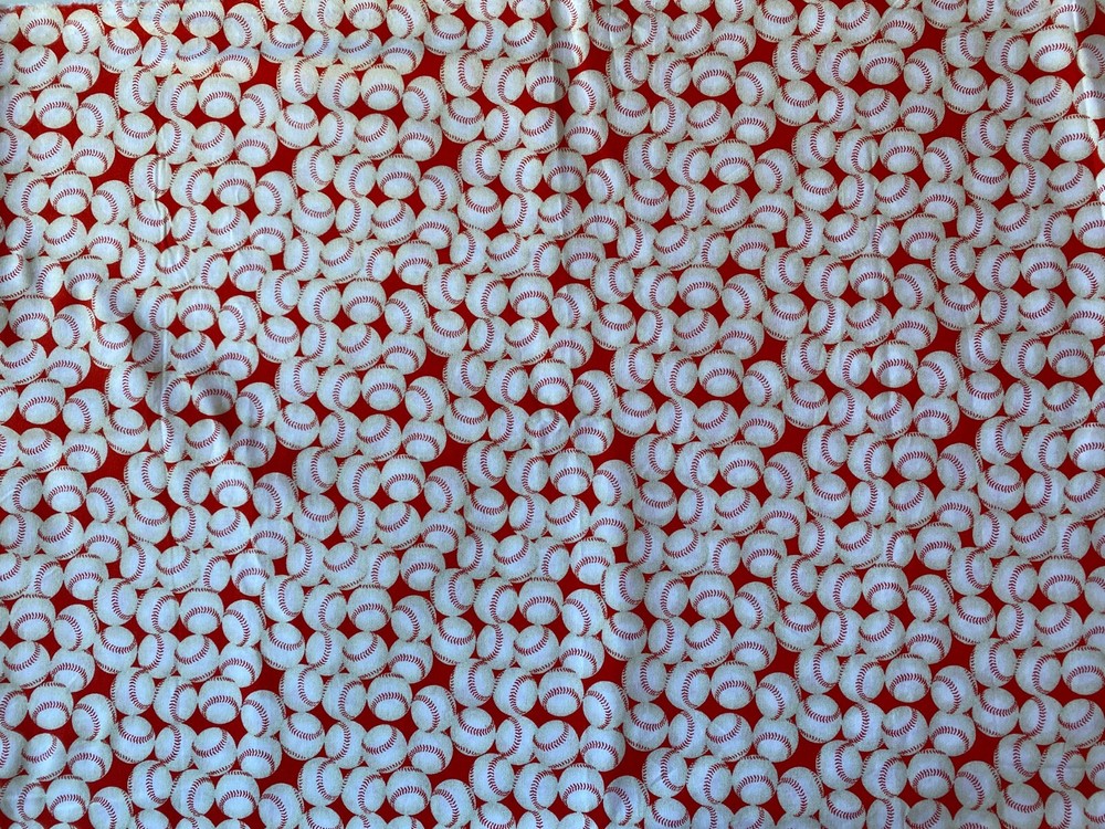 JO-ANN FABRIC~Baseball Toss~RED BACKGROUND~Same Size One Inch Balls~43×118~COTTN