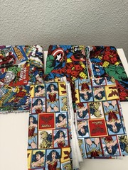 Marvel DC Comics Fabric Lot Large Pieces Cotton Sewing Quilting Craft
