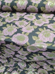 Mauve Gold Floral Metallic Brocade Fabric Sold By The Yard Black Jacquard Emboss