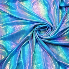 Shining Iridescent Hologram Laser Fabric Knit Crepe 58inch Wide, Blue Set 1 PCS
