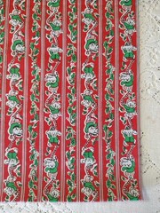 REMNANT Holiday Stripe Christmas Fabric Bunnies Bears Candy Canes Holly 17×22″