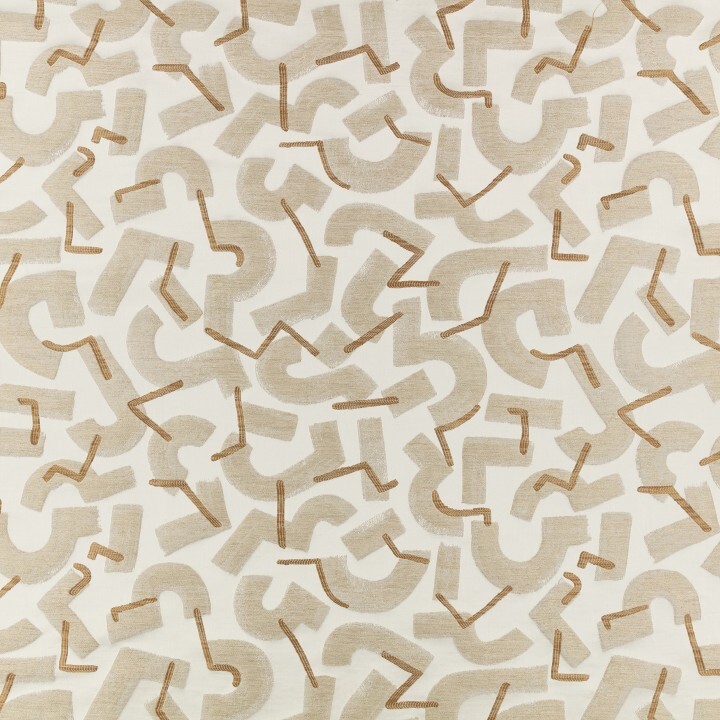 Zinc Textile Scattered Geometric Shapes Fabric- René / Tobacco 2.35 yds Z737/02