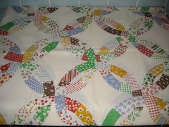 Vtg. Sears Perma-Prest Twin Flat Sheet Double Wedding Ring Quilt Pattern Unused