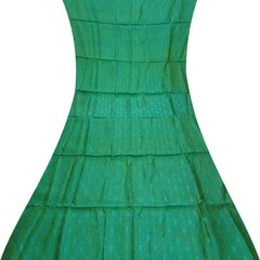 Vintage Blue-Green Dual Tone 100% Pure Silk Sari Remnant 4YD Craft Fabric Scrap