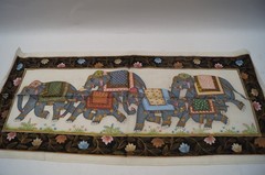 LOT (2) Traditional Indian Painting on Silk 30×14 & 14×10 Mughal Rajasthani C213