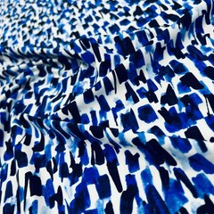 Abstract Watercolor Blue print Nylon Spandex Fabric Stretch by the Yard Swimwear