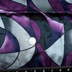 Vintage JOANN Silk Fabric 1.83 Yards 60″W Purple Grey Black Geometric Abstract