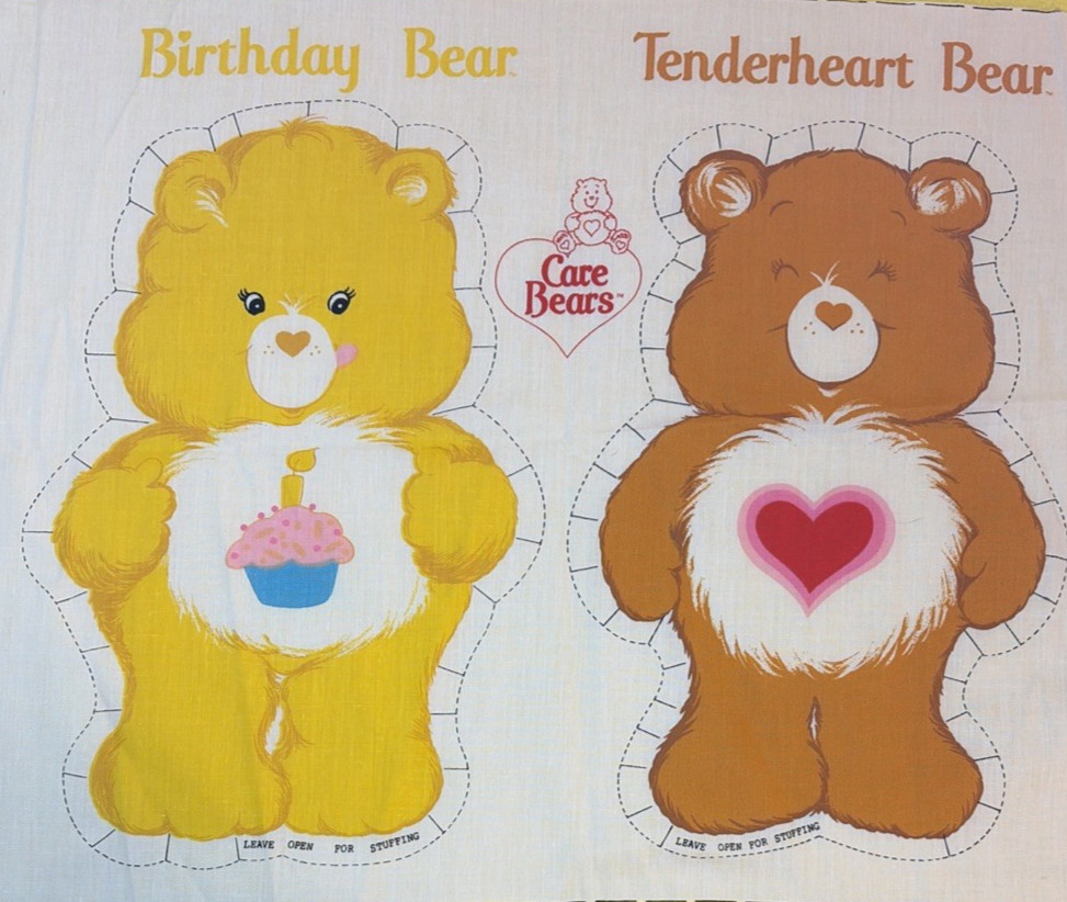 Vintage Care Bears~Cut & Sew~Stuffed Toy~Fabric Panel~Birthday & Tenderheart