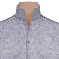 Grey Paisley Floral Jacquard Shirting Fabric Luxury Dressmaking Textile 58″ wide