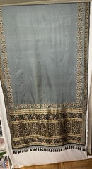 Exquisite Floral & Paisley Border Silk Sari Sage Green 5.5 In Length 44″ Wide