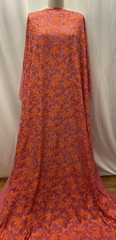 Silk Cotton Blend Embroidered Batiste Vibrant Orange Purple 3 Yds 34″ Long 56″W