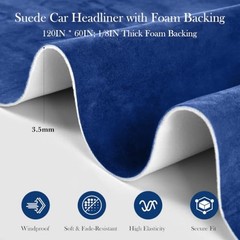 Suede Headliner Fabric, 120″ L×60″ W Car Headliner Material | 120″L×60″W Blue