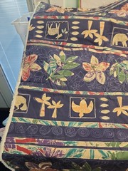 Vintage Unique Heavy Cotton 60 Wide Hawaiian Print Clothes Quilting