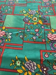 French Country Collection Vintage Green Floral Lattice Fabric 4.5 yards Retro