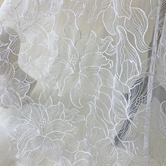 Lotus Flower Elegant Lace Fabric White Off Floral Dinner Tulle Dress