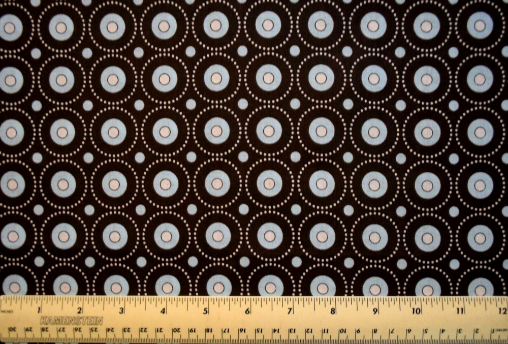 Geometric circles within circle white blue brown quilting 17″ 100% cotton fabric