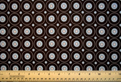 Geometric circles within circle white blue brown quilting 17″ 100% cotton fabric