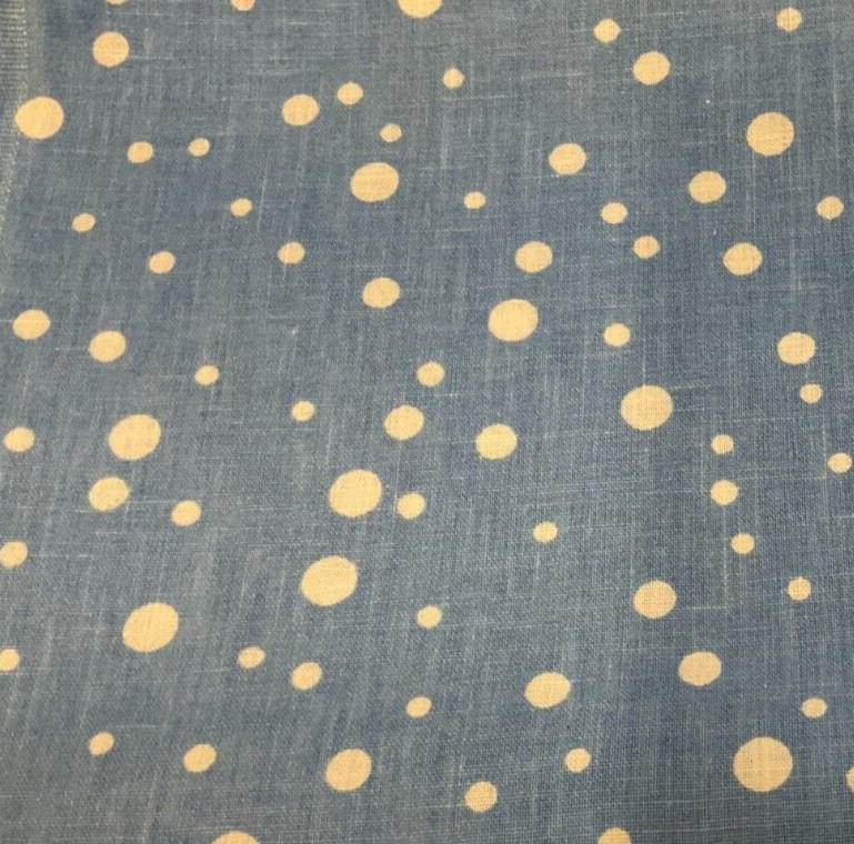 WAMSUTTA – WHITE DOTS ON SKY BLUE HEAVY COTTON, 44″ W– 1 3/8 YARDS
