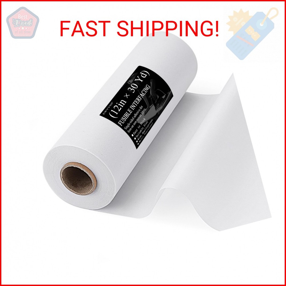 Light Weight 12″X 30 Yards Fusible Interfacing for Sewing,Iron-On Non-Woven Inte