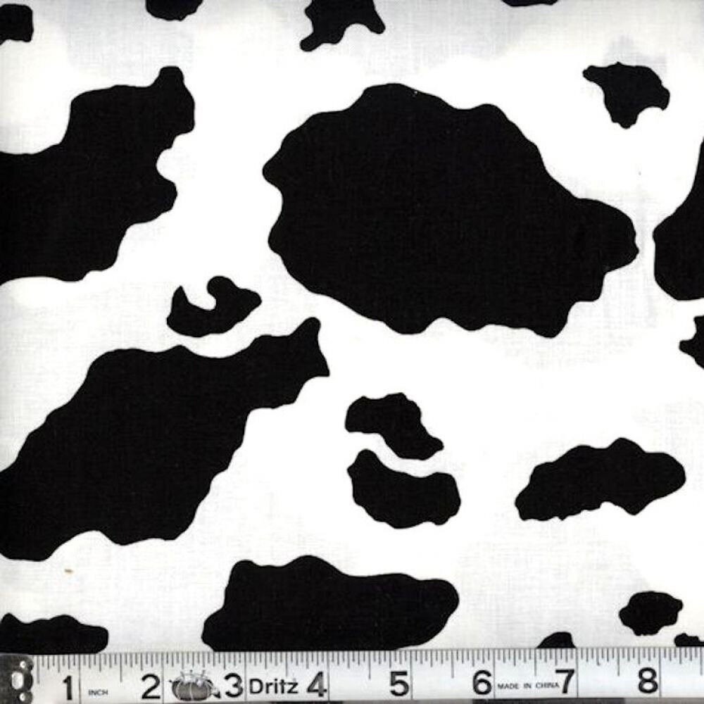 2 yds Cow Print Fabric: Black and White Animal Skin, 100% Cotton