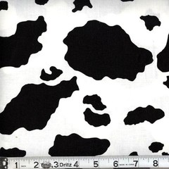 2 yds Cow Print Fabric: Black and White Animal Skin, 100% Cotton