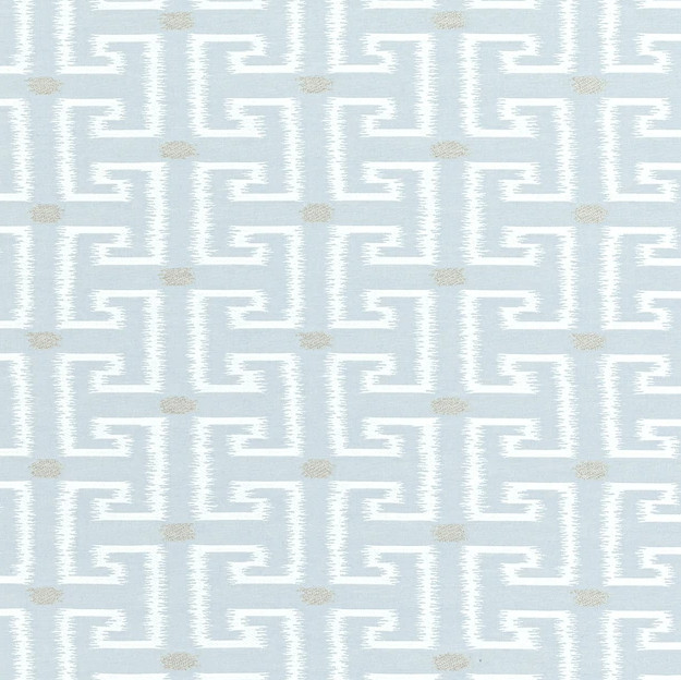 Thibaut Geometric Greek Key Upholstery Fabric- Rhodes / Glacier 2.45 yds W74231
