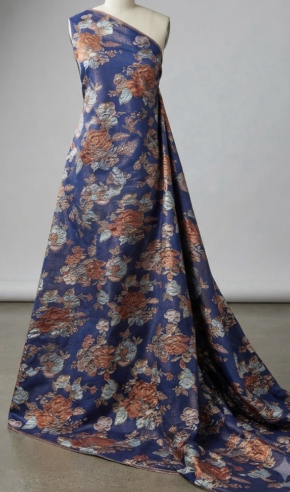 Multicolor Jacquard Floral Metallic Brocade Fabric 58” Width By The Yard