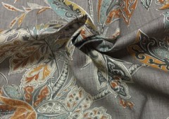 KRAVET ISHANA TUMERIC GRAY FLORAL LINEN HIGH END MULTIPUSE FABRIC BY YARD 54″W